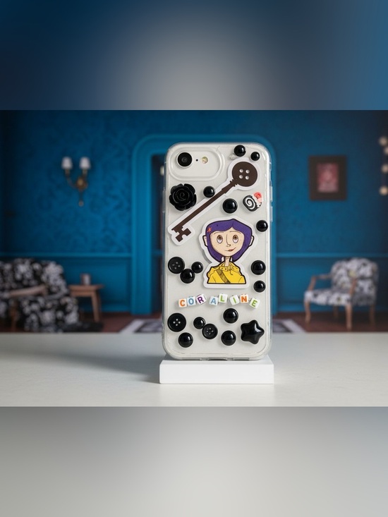 Hand Crafted Other - Hand Crafted Resin Coraline Phone Case with Black Accents